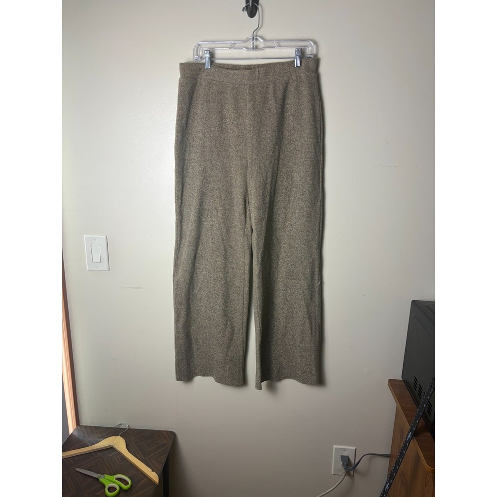 Zara Wide Leg Pants Womens L Brown Wool Blend